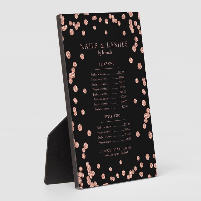 Einfache Rose Gold Glitzer Confetti Preis Menü Sch Fotoplatte (Seite)