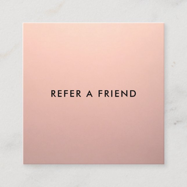 Einfache Rose Gold Kundenreferenz Empfehlungskarte (Vorderseite)