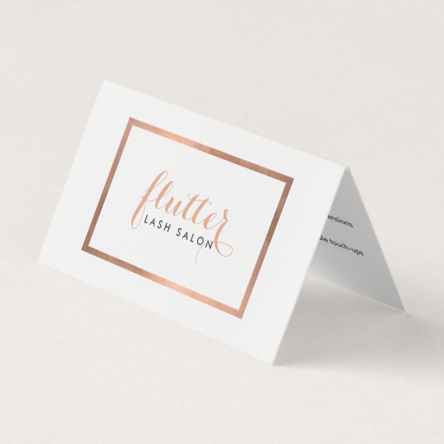 Einfache Rose Gold Lash Salon Logo Aftercare Card Visitenkarten (Vorderseite)