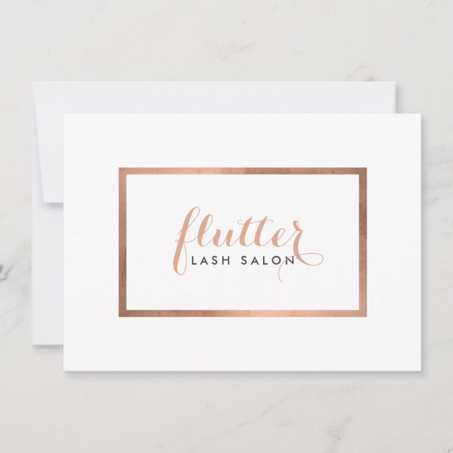 Einfache Rose Gold Lash Salon Logo Geschenkgutsche (Vorderseite)