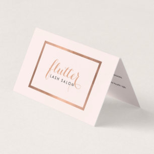Einfache Rose Gold Lash Salon Logo Pink Aftercare Visitenkarten