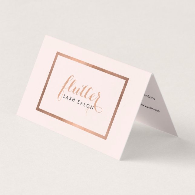 Einfache Rose Gold Lash Salon Logo Pink Aftercare Visitenkarten (Vorderseite)