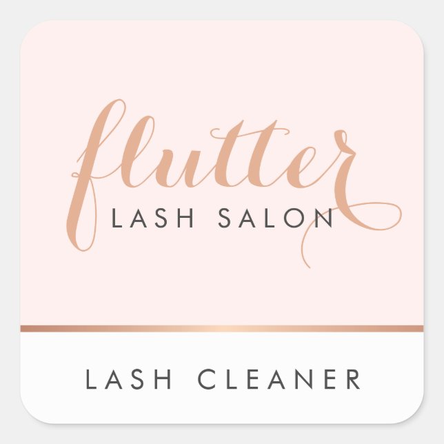 Einfache Rose Gold Lash Salon Logo Rosa Quadratischer Aufkleber (Vorderseite)