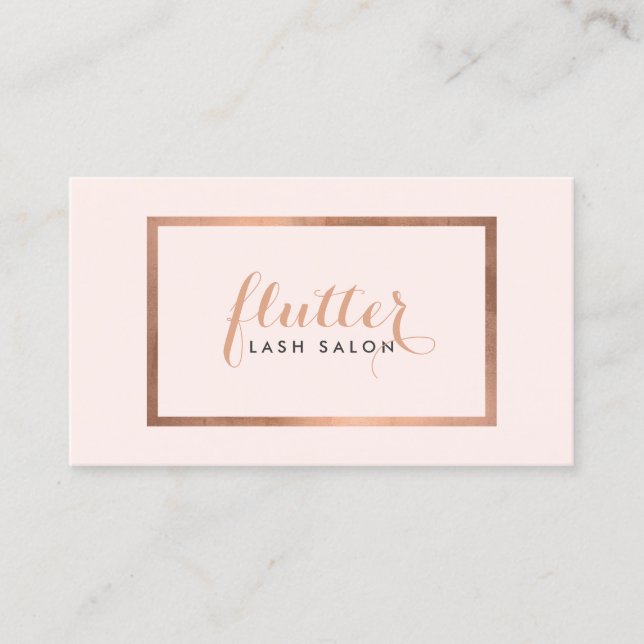 Einfache Rose Gold Lash Salon Logo Rosa Visitenkarte (Vorderseite)