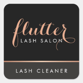 Einfache Rose Gold Lash Salon Logo Schwarz Quadratischer Aufkleber