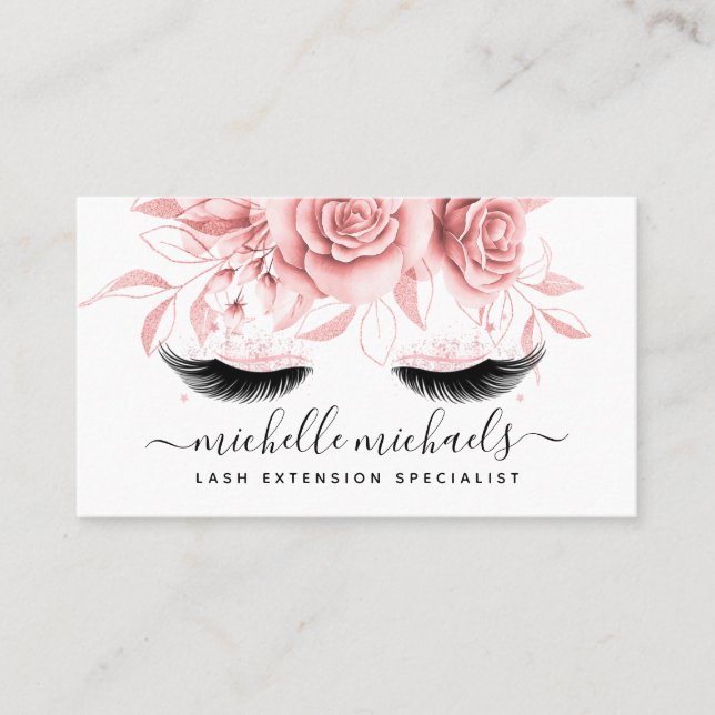 Einfache Rose Gold Lashes Aftercare Instruktionen Visitenkarte (Vorderseite)