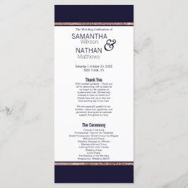 Einfache Rose Gold Lined Navy Blue Hochzeitsprogra Programm