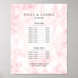 Einfache Rose Gold Marmor Preis Menü Poster