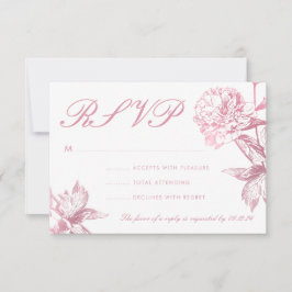 Einfache Rose Gold Moderne Blumenhochzeit RSVP