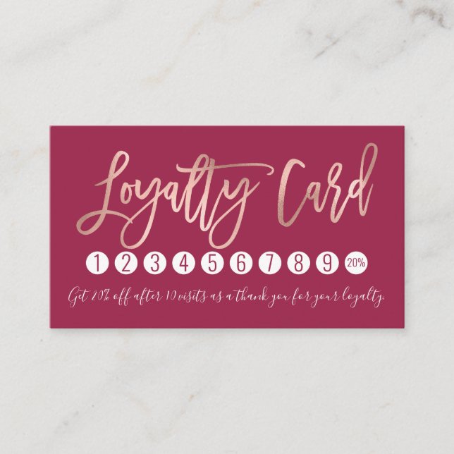 Einfache Rose Gold Moderne Typografie Dunkelrosa Treuekarte (Vorderseite)