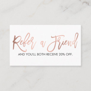 Einfache Rose Gold Moderne Typografie Weiß Schwarz Empfehlungskarte