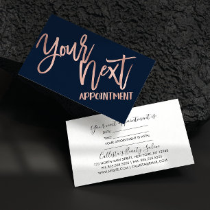 Einfache Rose Gold Navy Blue Moderne Typografie Terminkarte
