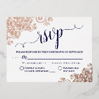 Einfache Rose Gold & Navy Hochzeit RSVP