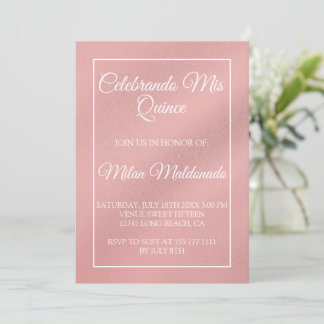 Einfache Rose Gold Quinceanera  Einladung
