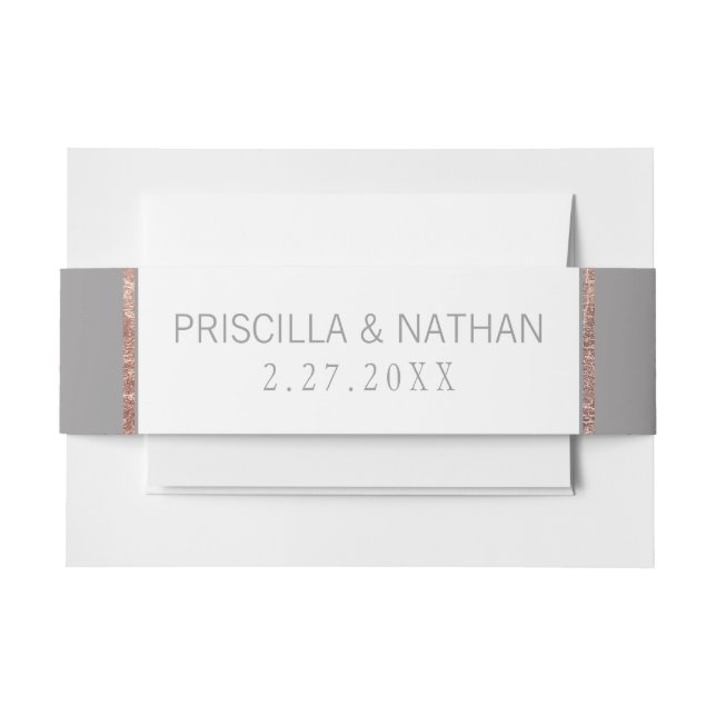 Einfache Rose Gold Rahmen Slate Gray Wedding Einladungsbanderole (Vorderseite Beispiel)