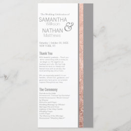 Einfache Rose Gold Rahmen Slate Gray Wedding Programm