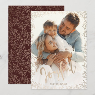 Einfache Rose Gold Red Foto Holiday Card Einladung