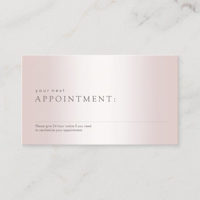 Einfache Rose Gold Salon Wellness-Center Ernennung Terminkarte (Vorderseite)