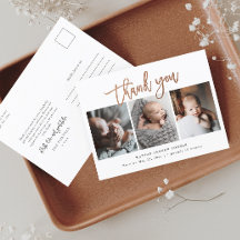 Einfache Rose Gold Script 3 Foto Baby Vielen Dank