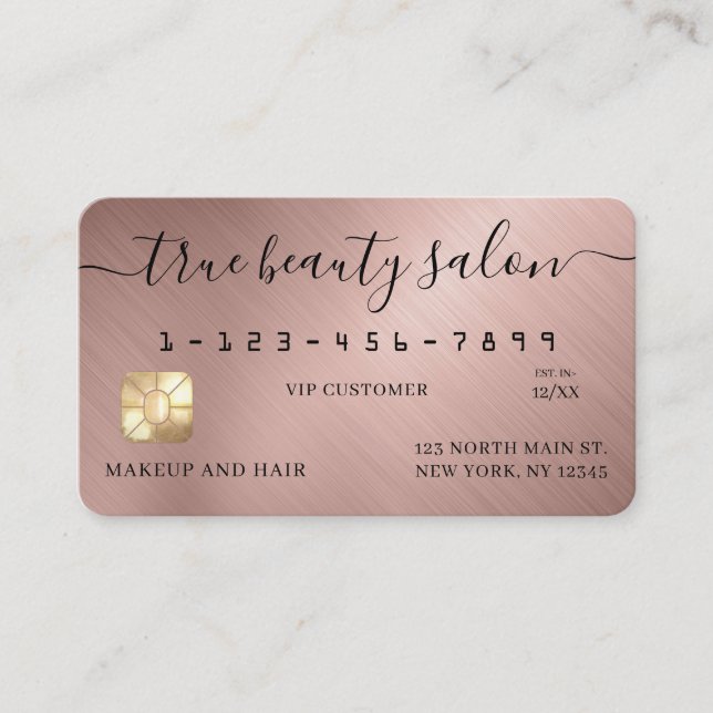 Einfache Rose Gold Signature Script Kreditkarte Visitenkarte (Vorderseite)
