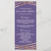 Einfache Rose Gold Violet Hochzeitsprogramme