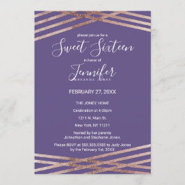 Einfache Rose Gold Violet Sweet 16 Einladung