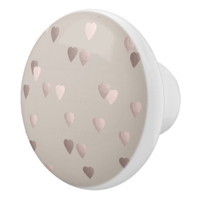 einfache Rose Goldherzen, neutrale Liebe Keramikknauf (Rechts)