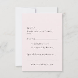 Einfache Rose mit blass weich Rosa Minimalistisch RSVP Karte