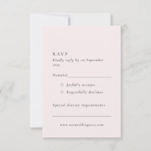 Einfache Rose mit blass weich Rosa Minimalistisch  RSVP Karte