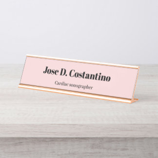 Einfache Rosé Pastell Hell Name Titel Schreibtisch Schreibtischnamensplakette