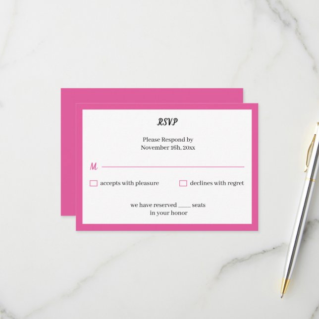 Einfache Rose Personalisiert Hochzeit RSVP Karte (Vorderseite/Rückseite Beispiel)