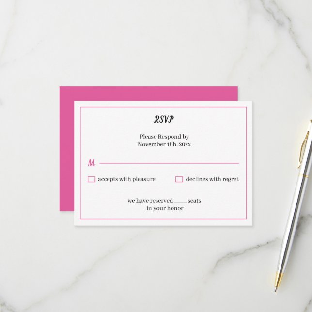 Einfache Rose Personalisiert Hochzeit RSVP Karte (Vorderseite/Rückseite Beispiel)