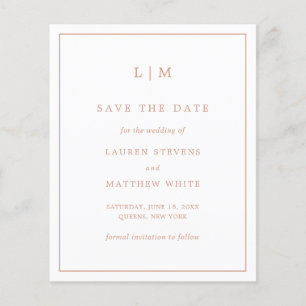 Einfache Rose Rosa Hochzeitbudget Save the Date