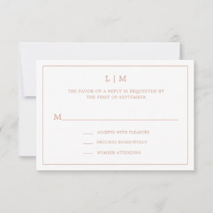 Einfache Rose Rosa Monogramm Elegante Hochzeit RSVP Karte
