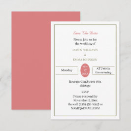 Einfache Rose und grüne, individuell angepasste Save The Date