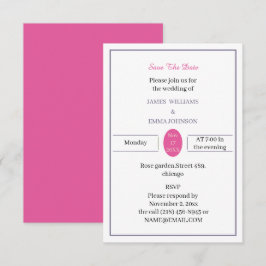 Einfache Rose und Lila Personalisiert Save the Dat Date