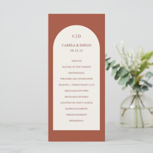 Einfache Rostmongram Boho Arch Moderne Hochzeit Programm