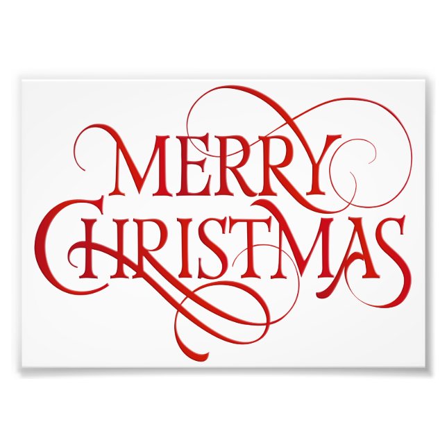 Einfache Rot & Weiß frohe Weihnachten Fotodruck (Vorne)