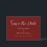 Einfache Rot-Weiß-Schrift-Hochzeit speichern Sie d Save The Date<br><div class="desc">Einfach und modern weiß auf rotem Hintergrund Hochzeit "Save the Date". Ideal für jede Hochzeit zu jeder Jahreszeit.</div>