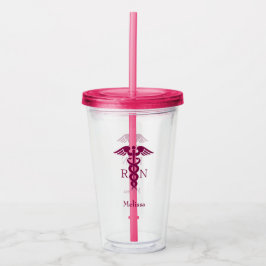 Einfache rote Caduceus Registered Nurse RN Symbol Acryltrinkbecher
