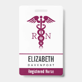 Einfache rote Caduceus Registered Nurse RN Symbol Ausweis