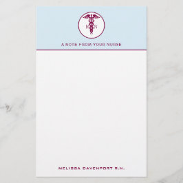 Einfache rote Caduceus Registered Nurse RN Symbol Briefpapier
