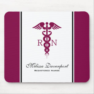 Einfache rote Caduceus Registered Nurse RN Symbol Mousepad