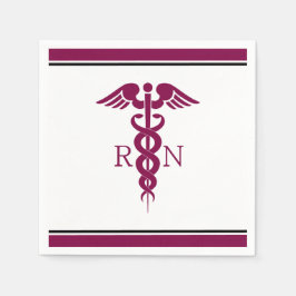 Einfache rote Caduceus Registered Nurse RN Symbol Serviette