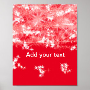 Einfache rote Glitter-Sterne fügen Sie Ihren Text Poster