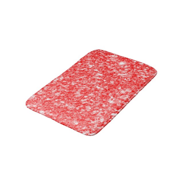 Einfache rote Glitzer-Muster Badematte (Schrägansicht)