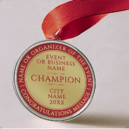 Einfache rote Gold-Champion-Medaille Geschäfts-Aus Ornament Aus Metall
