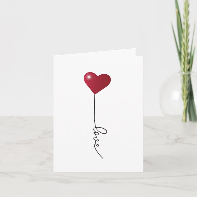 Einfache rote Herzkarte der Liebe Dankeskarte (Vorderseite)