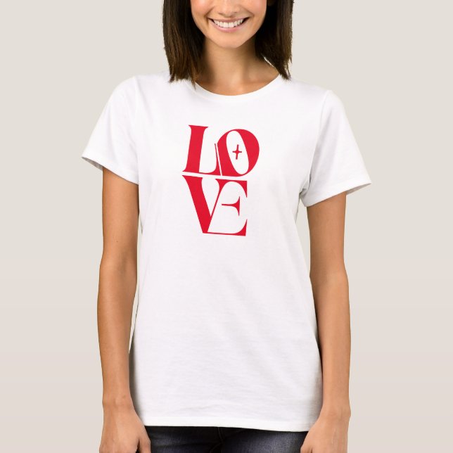 Einfache rote Liebe Moderne Typografie T-Shirt (Vorderseite)