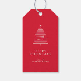 Einfache Rote Linie Kunst Frohe Weihnachtsbaum Ges Geschenkanhänger